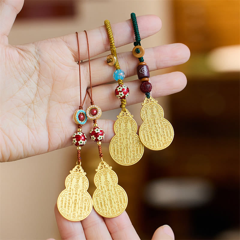 Buddha Stones Wu Lou Zucca Fu Carattere Tai Sui Amuleto Fortuna Telefono Appeso Decorazione Portachiavi