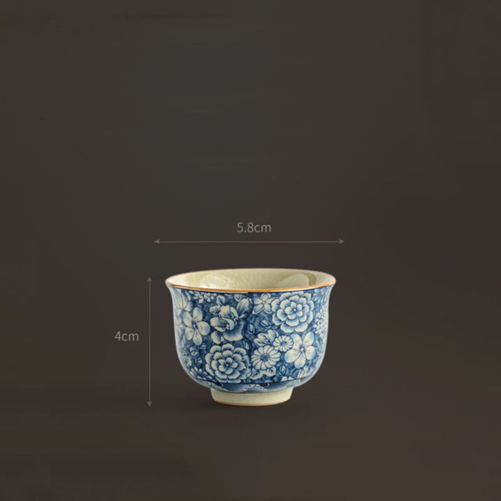 Buddha Stones Vintage Lotus Peonia Prugna Fiore Crisantemo Tazza da tè in ceramica Tazze da tè