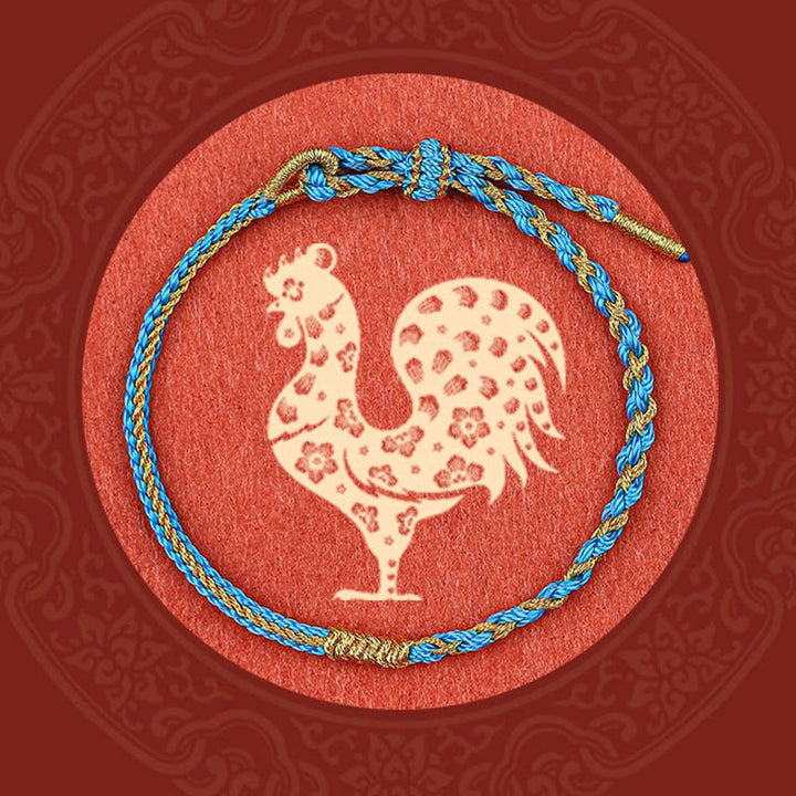 Braccialetto di protezione con treccia in corda, fatto a mano con Buddha Stones , zodiaco cinese, coniglio, gallo, topo, cavallo, drago
