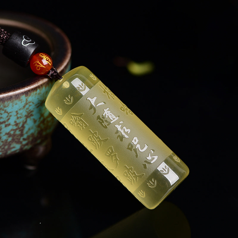 Collana con ciondolo "Sutra del cuore" in citrino, felicità e forza