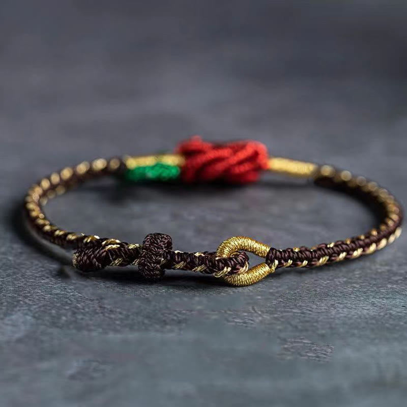 Braccialetto fatto a mano con nodo della pace , Buddha Stones, fiore di rosa, corda a otto fili, fortuna