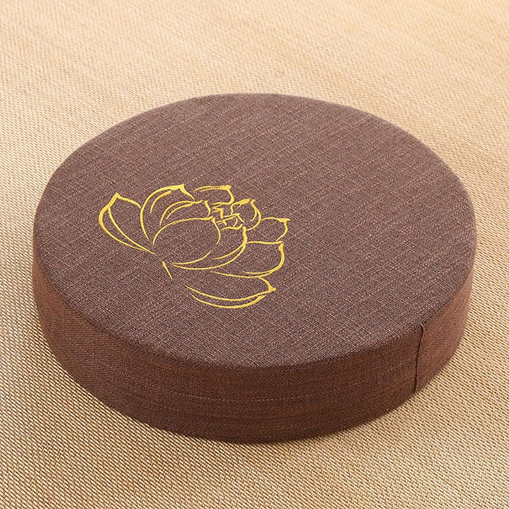 Cuscino per seduta da meditazione in cotone e lino con ricamo di loto Buddha Stones