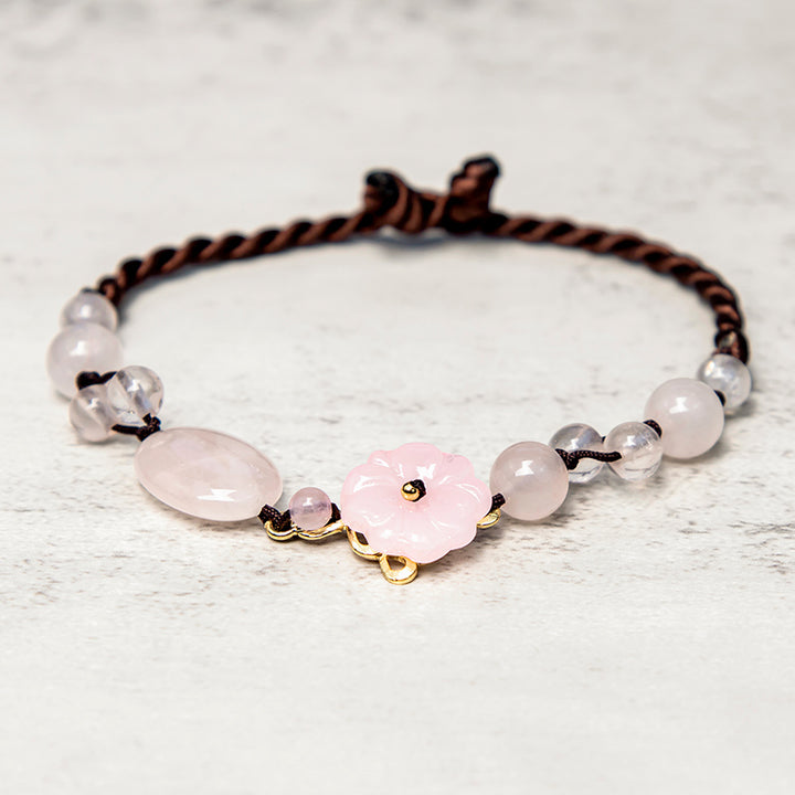 Il fiore dell'amore, cavigliera rilassante in cristallo rosa - image 4