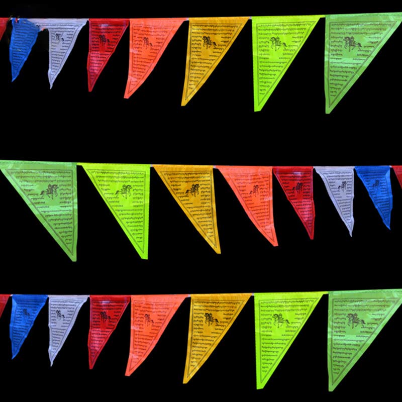 Bandiere di preghiera triangolari tibetane per esterni, 25 pezzi, per decorazione. - image 1
