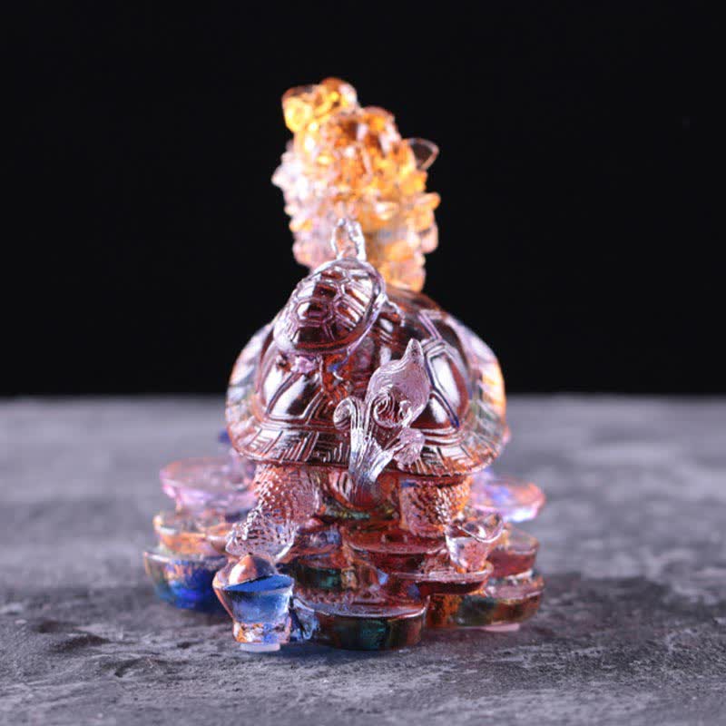 Buddha Stones Feng Shui Drago Tartaruga Monete Fatto a Mano Cristallo Liuli Fortuna Pezzo d'Arte Decorazione per Casa Ufficio - image 7
