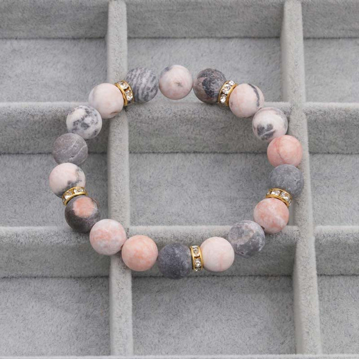 Braccialetto di perline di diaspro zebrato con cristalli curativi per ansia e stress Buddha Stones