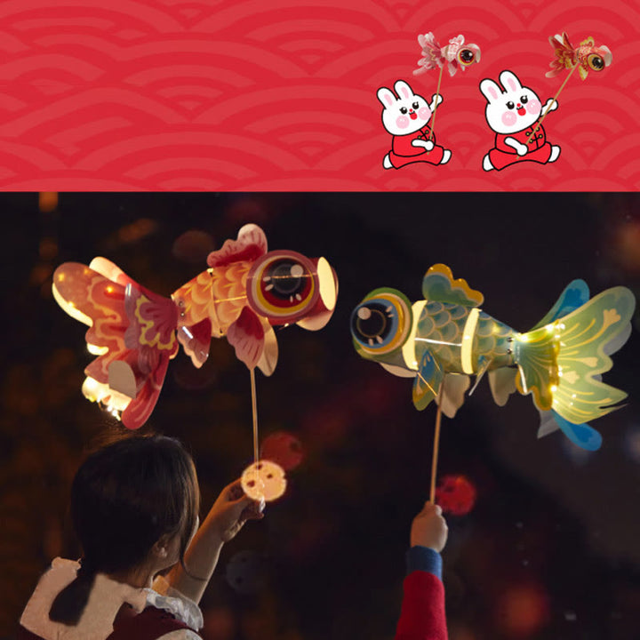 Buddha Stones fai da te Fortuna Koi Pesce Lanterna di carta Lampada Festa di metà autunno Bambino Bambini Lanterna Decorazione