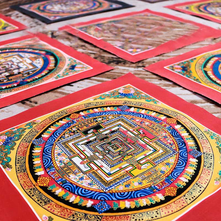 Pittura tibetana fatta a mano Thangka Mandala Blind Box Motivo colore casuale