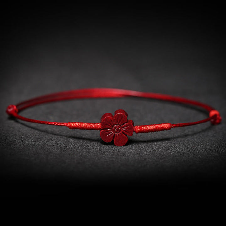 Braccialetto intrecciato con benedizione di Buddha Stones , fatto a mano, con fiore di prugna, quadrifoglio, PiXiu, loto, pesce koi, cinabro