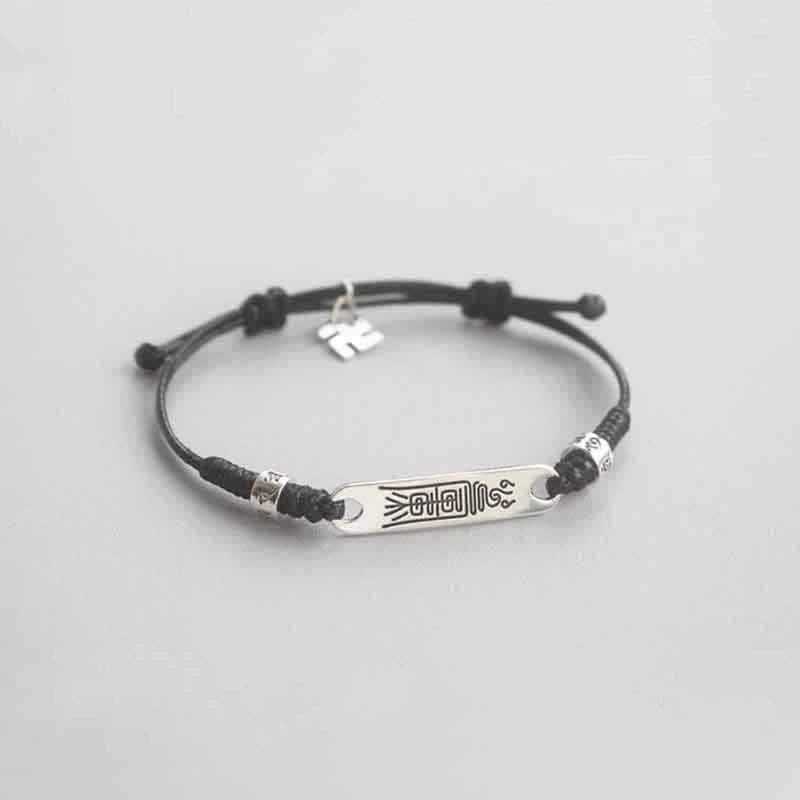 Braccialetto Buddha Stones 925 Sterling Silver Red String Luck Strength Treccia - image 11