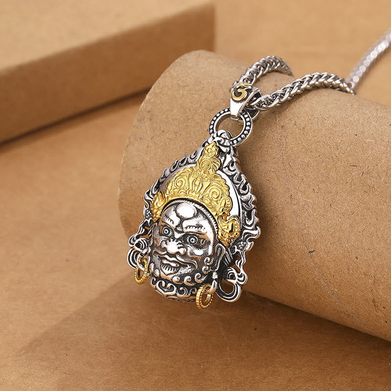 Buddha Stones Amuleto Dio della Ricchezza Giallo Rame Fortuna Collana Pendente