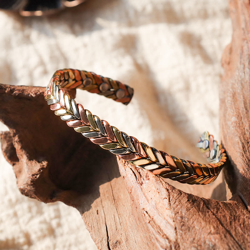 Bracciale rigido regolabile in rame magnetico vintage Buddha Stones