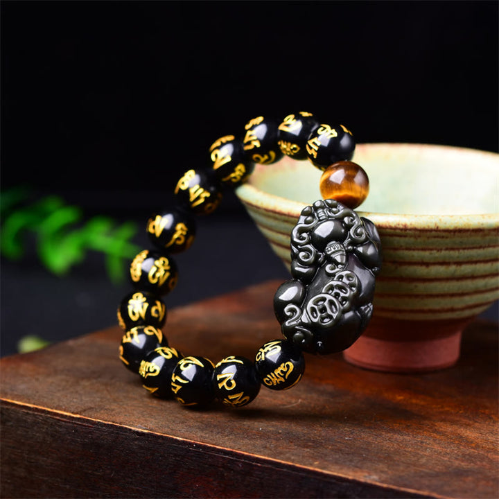 Bracciale della ricchezza in ossidiana PiXiu FengShui