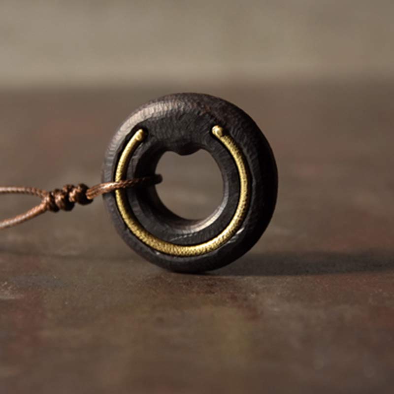 Collana con ciondolo in legno di ebano, cerchio zen, Buddha Stones , pace e calma - image 14