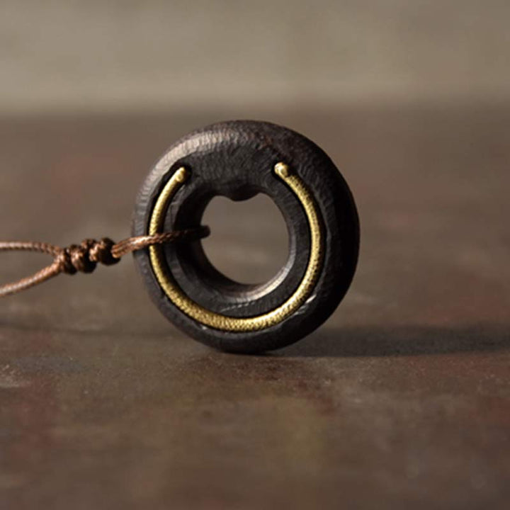 Collana con ciondolo in legno di ebano, cerchio zen, Buddha Stones , pace e calma - image 14