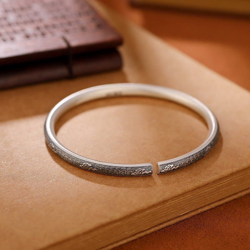 Braccialetto portafortuna vintage in argento sterling 999 con nuvole di buon auspicio, motivo Buddha Stones - image 2