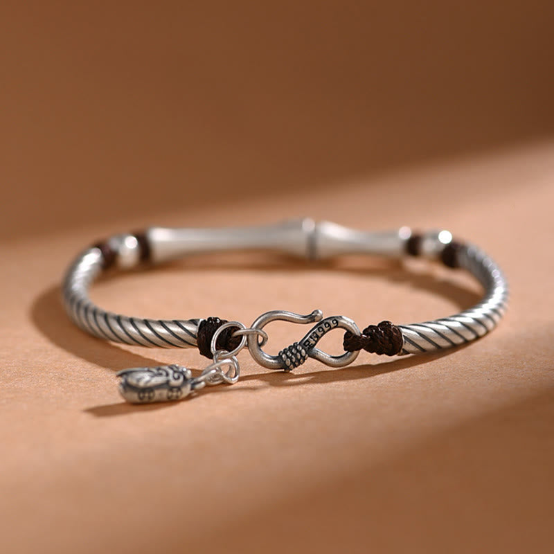 Bracciale Buddha Stones 999 Sterling Silver Bamboo Pattern Cicada Luck Wealth - image 13