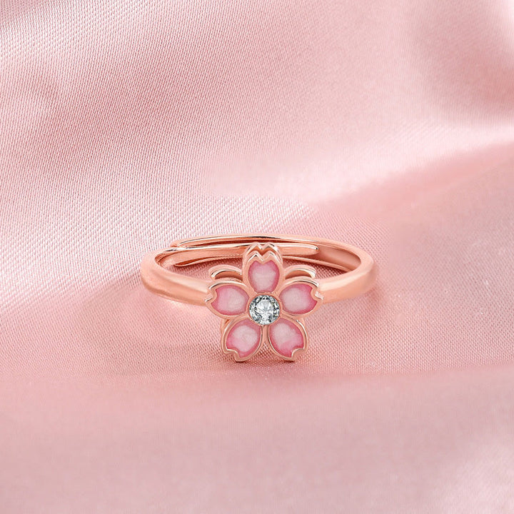 Bracciale a catena con benedizione in fiore di ciliegio in argento sterling 925 Buddha Stones, anello girevole - image 14