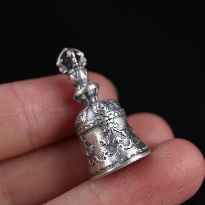 Buddha Stones Tibet 925 Sterling Silver Om Mani Padme Hum Dorje Campana Vajra Inciso Illuminazione Ciondolo Appeso Decorazione - image 16