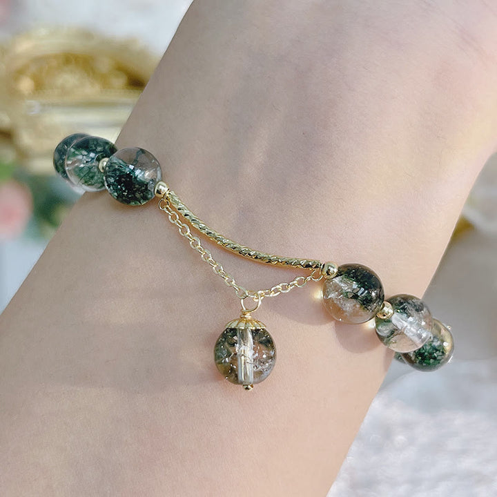 Braccialetto con ciondolo Buddha Stones Green Phantom Crystal Confidence