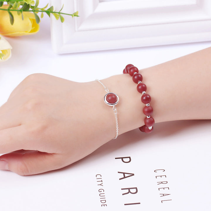 Braccialetto positivo in cristallo di quarzo fragola e pietra del sole Buddha Stones