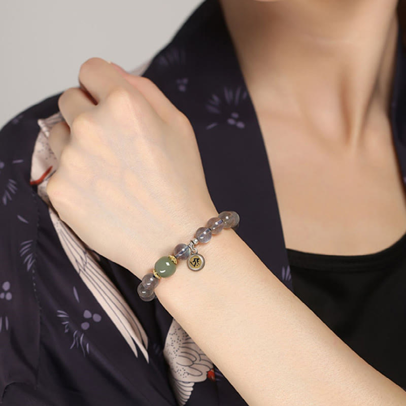 Bracciale Buddha Stones, zodiaco cinese, argento sterling 925, pietra di luna naturale e giada Hetian, simbolo positivo. - image 4