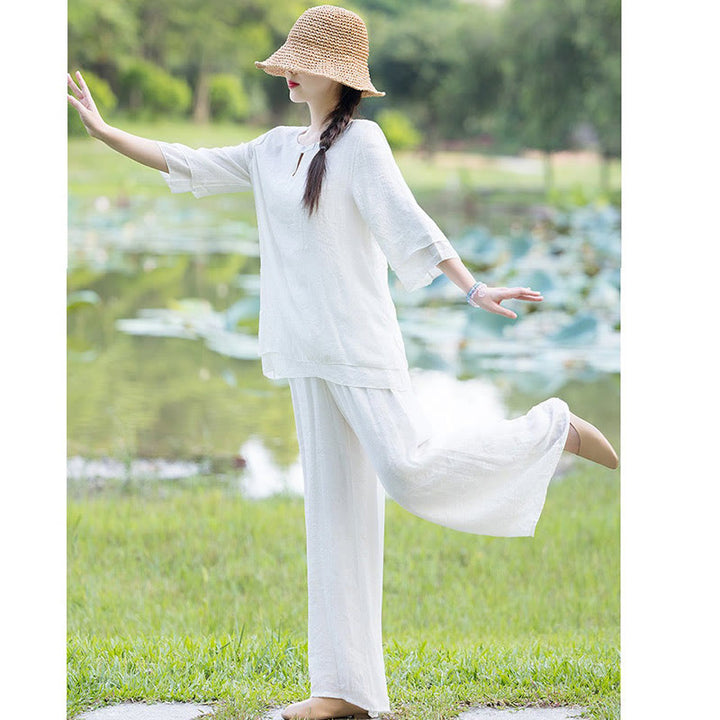Completo da donna per Tai Chi, meditazione, preghiera, pratica spirituale zen mattutina. - image 11