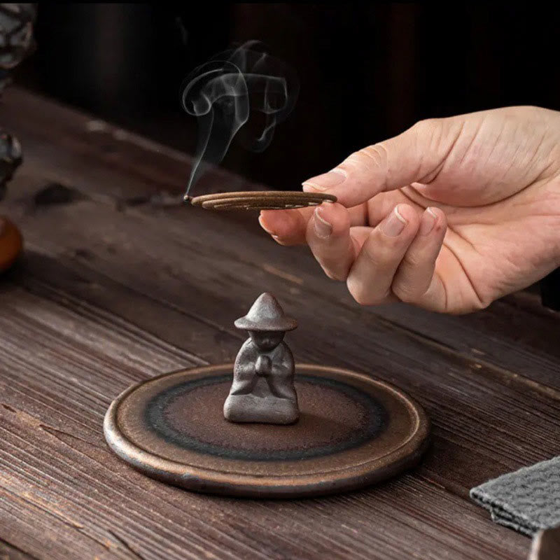 Bruciatore di incenso in ceramica per meditazione e guarigione spirituale di piccole dimensioni
