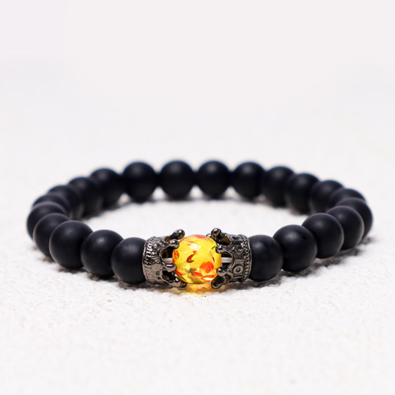 Buddha Stones Pietra naturale Corona del re e della regina Perline di energia curativa Bracciale di coppia