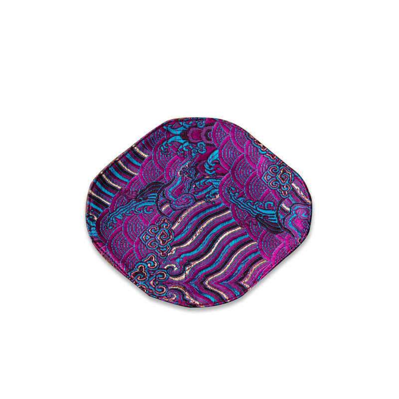 Buddha Stones Vintage Sea Wave Bamboo Plum Blossom Ricamato Tazza Sottobicchiere Tazza da Tè Kung Fu Tappetino da Tè