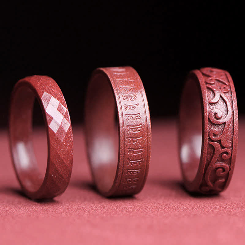 Anello di benedizione Buddha Stones Cinnabar Om Mani Padme Hum Nuvole di buon auspicio - image 10