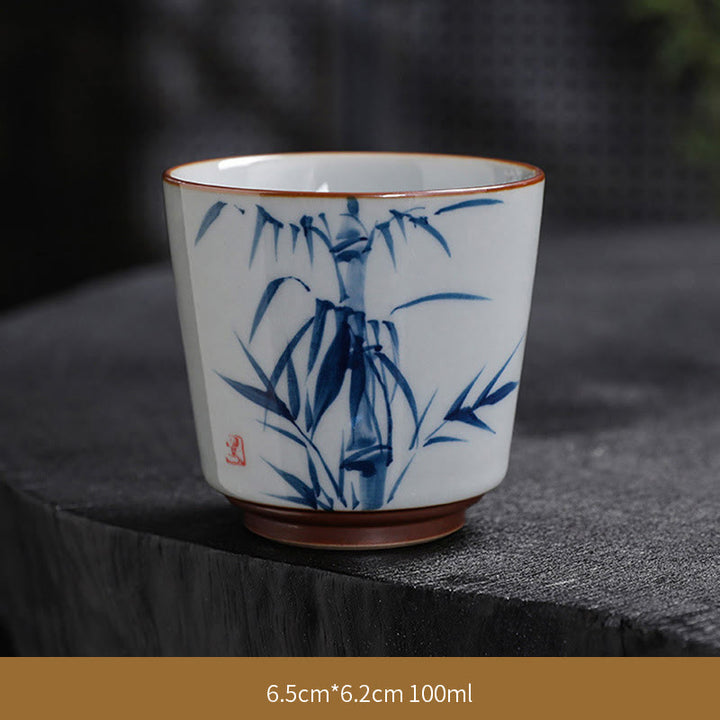Buddha Stones Fiore di Loto Foglia di Bambù Tazza da Tè in Ceramica Tazze da Tè Kung Fu