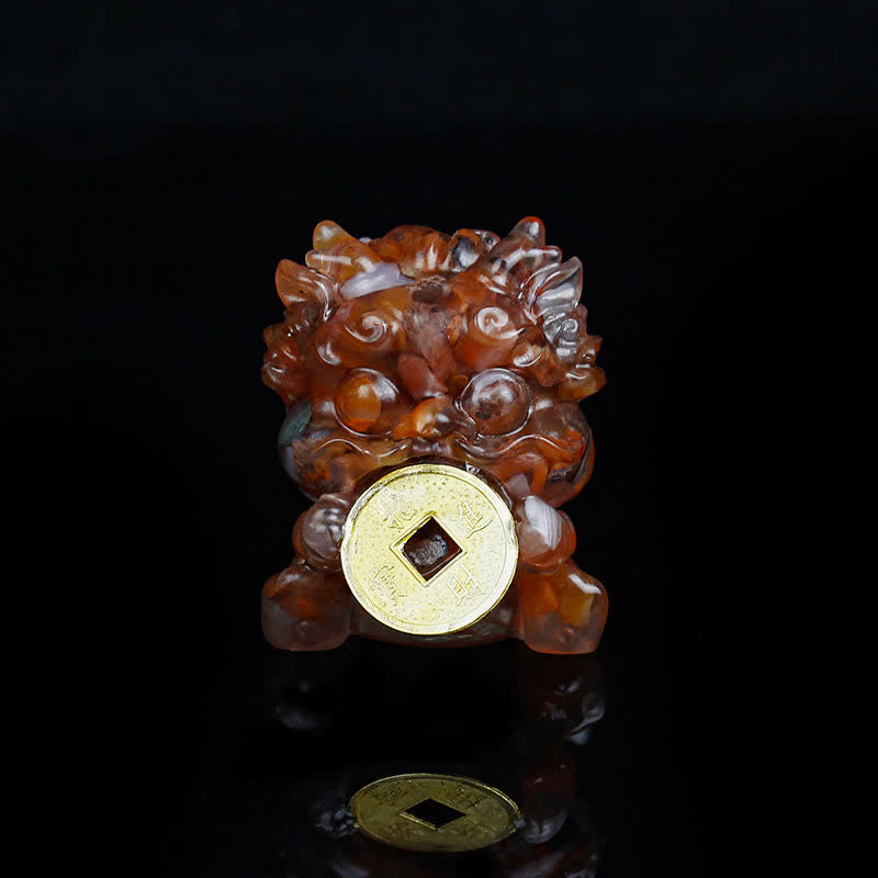 Buddha Stones fatte a mano carine PiXiu moneta d'oro cristallo Fengshui energia ricchezza fortuna decorazione della casa - Agata rossa - image 21