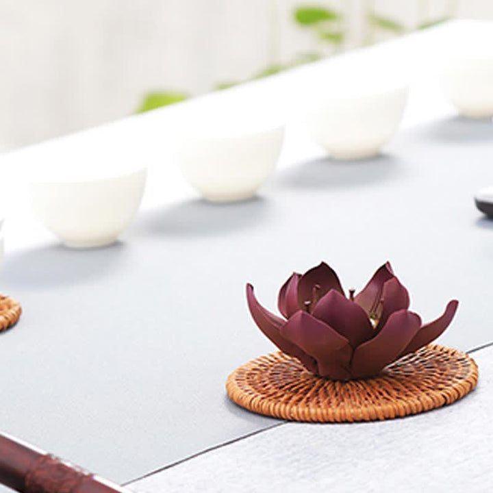 Buddha Stones Tibetano Lotus Pace Positiva Bruciatore di Incenso Decorazione