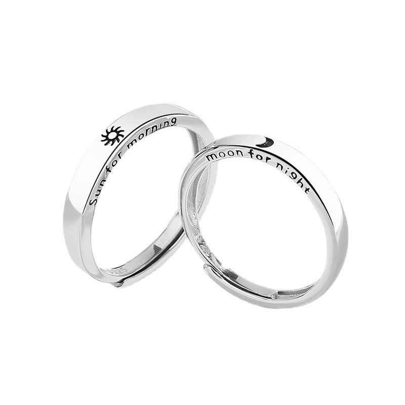 Anello regolabile per coppia con protezione sole e luna in argento sterling 925 Buddha Stones - image 7