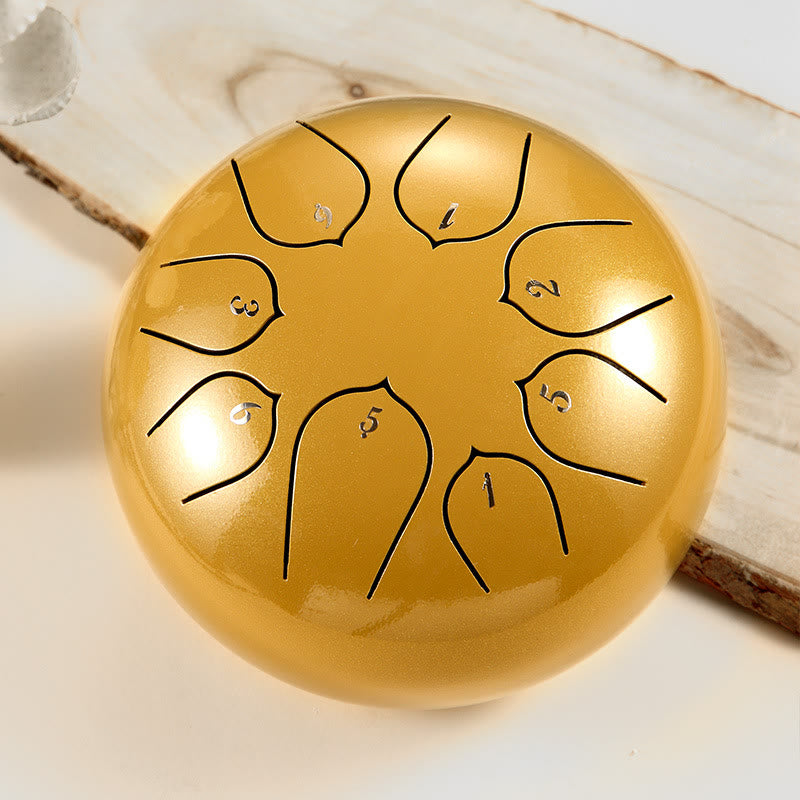 Buddha Stones Steel Tongue Drum Sound Healing Meditazione Lotus Pattern Drum Kit 8 Note Strumento a percussione da 6 pollici