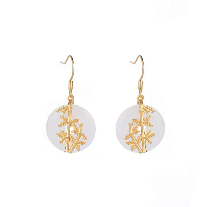 Orecchini Buddha Stones FengShui in giada bianca con fortuna