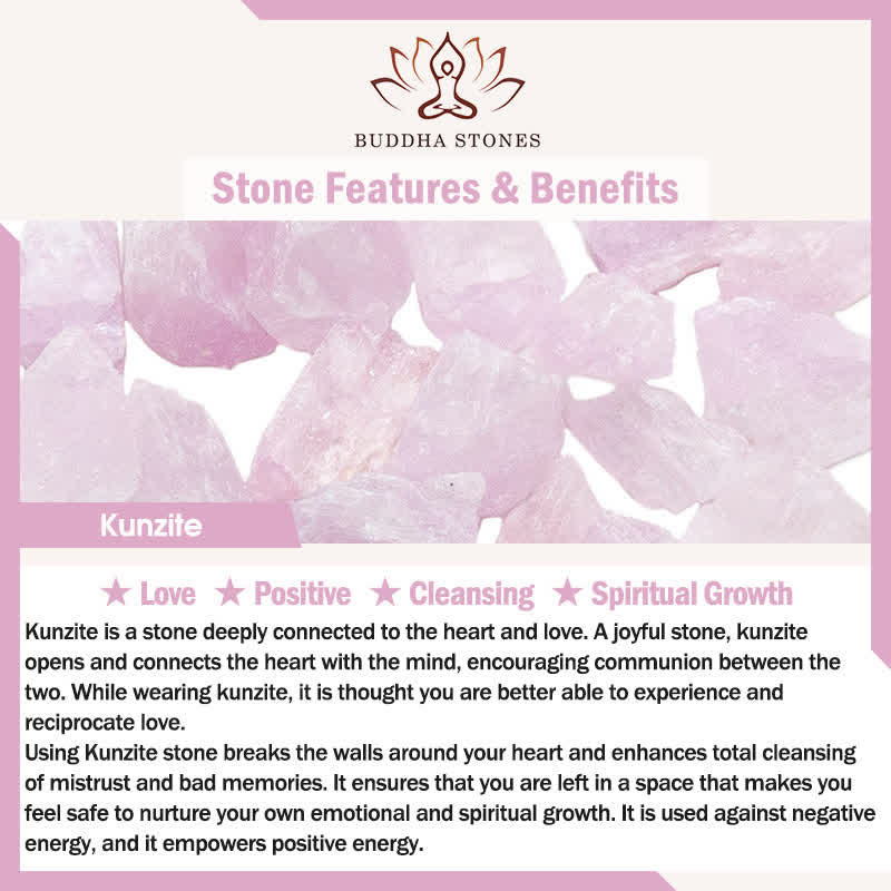 Buddha Stones Braccialetto di crescita spirituale naturale Kunzite Love