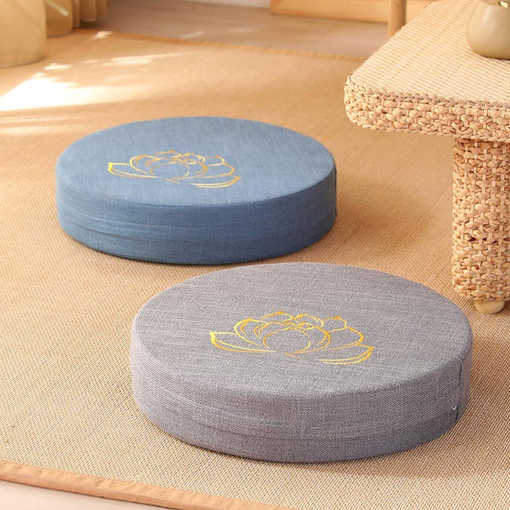 Cuscino per seduta da meditazione in cotone e lino con ricamo di loto Buddha Stones