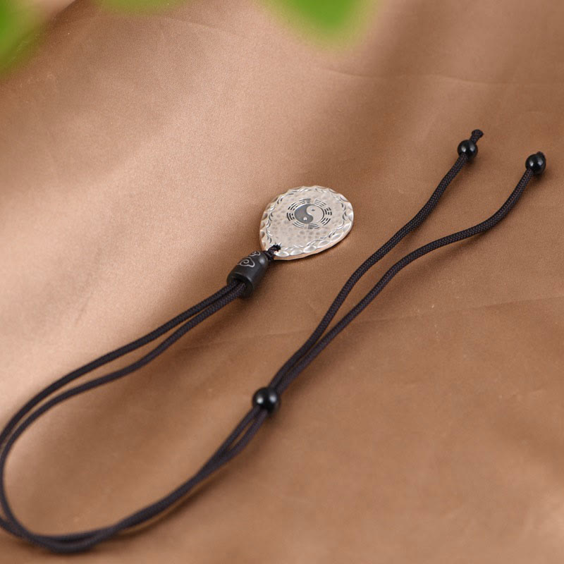 Buddha Stones Vintage 999 Sterling Silver Yin Yang Bagua Water Drop Design Balance Harmony Collana Pendente - image 8