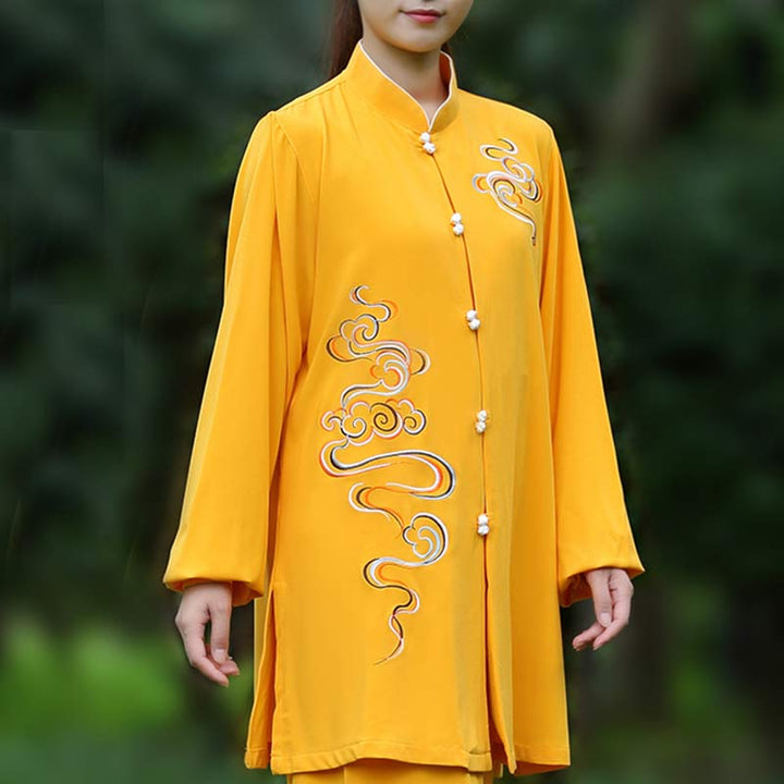 Buddha Stones Nuvole di buon auspicio Ricamo Meditazione Preghiera Spirituale Zen Tai Chi Qigong Pratica Set di abbigliamento unisex - image 3