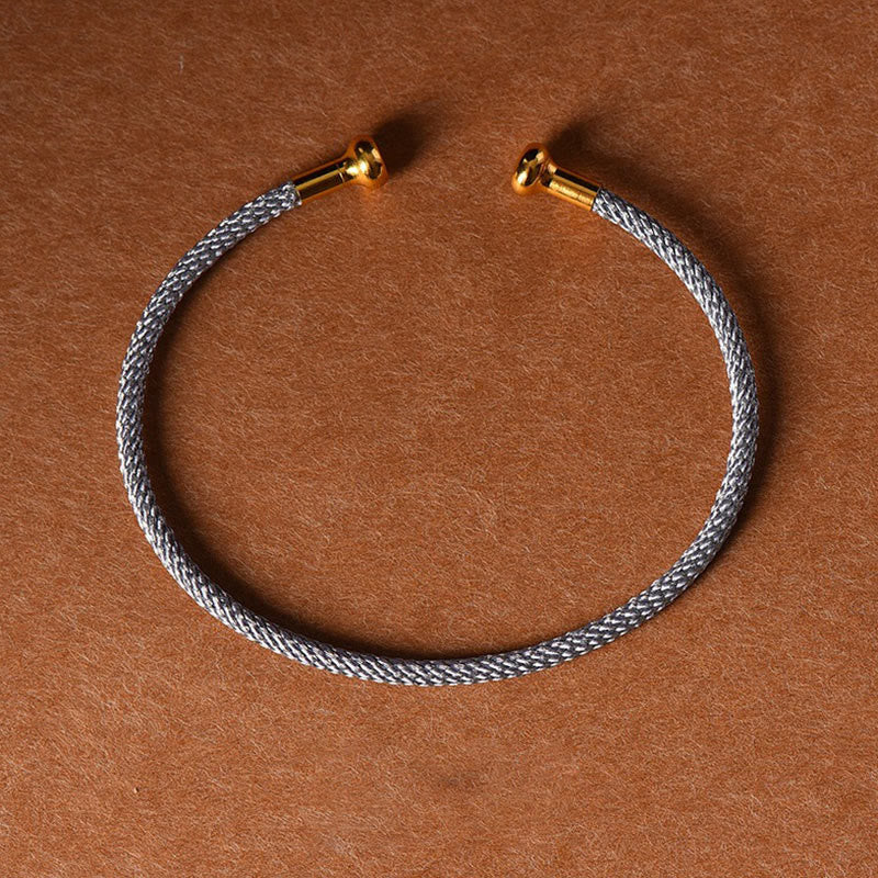 Braccialetto con polsino in corda intrecciata con design semplice fatto a mano Buddha Stones - Grigio - image 26