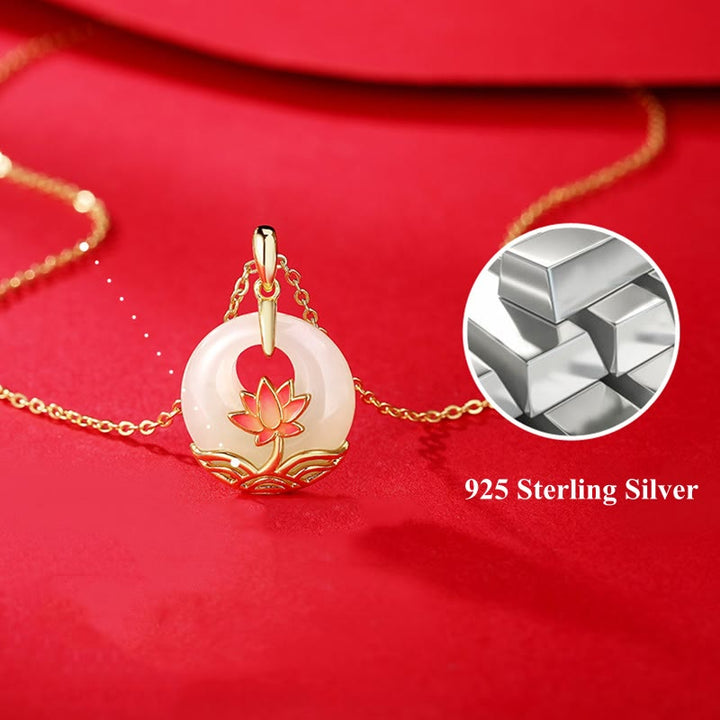 Collana con ciondolo a forma di fiore di loto in giada bianca Hetian, in argento sterling 925, Buddha Stones - image 8