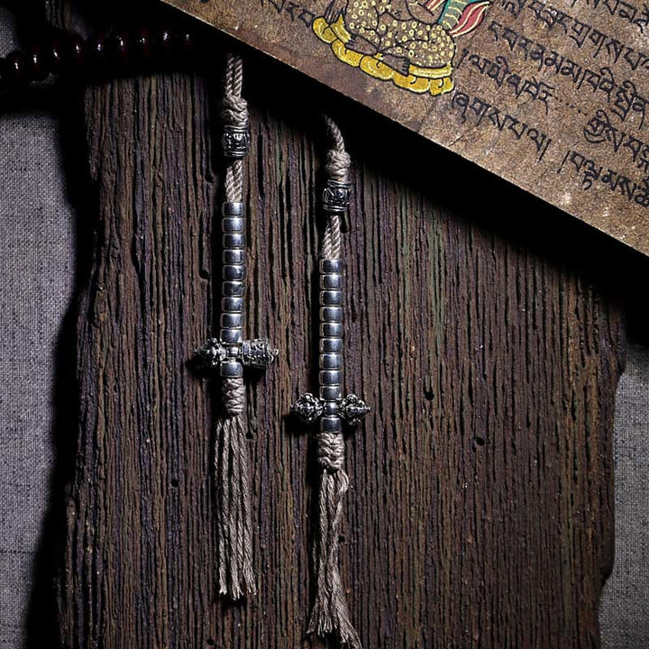 Buddha Stones Tibet naturale 108 Mala Beads Viola Bodhi Seed Three-eyed Dzi Bead Rame Dorje Harmony Bracciale