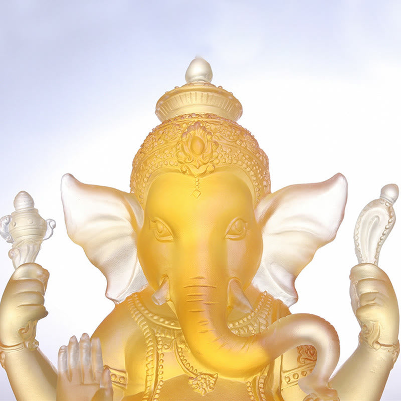Buddha Stones fatte a mano Ganesh Ganpati Elefante Figurina Liuli Cristallo Pezzo d'Arte Protezione Statua Decorazione della casa - image 4