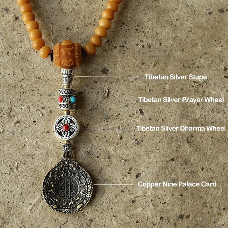 Bracciale di ricchezza Bagua Vajra Buddha Stones Tibet 108 perle di Mala Bodhi Seme