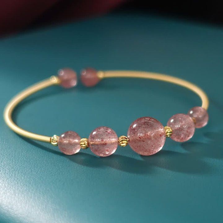 Braccialetto di guarigione dell'amore in quarzo fragola naturale Buddha Stones