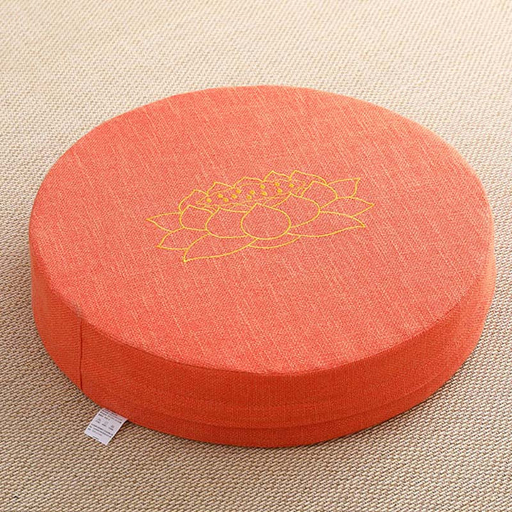 Cuscino per seduta da meditazione in cotone e lino con ricamo di loto Buddha Stones