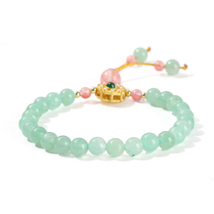 Braccialetto con perline portafortuna in avventurina verde Buddha Stones