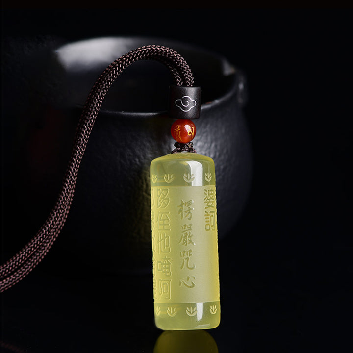 Collana con ciondolo "Sutra del cuore" in citrino, felicità e forza